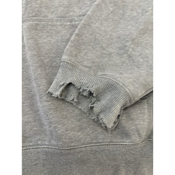 Vintage Y2K Nike Men's XL Grey Swoosh Thrashed Distressed Hoodie Sweatshirt - Picture 8 of 9